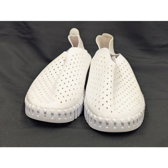 ILSE JACOBSEN Perforated Platform Tulip Slip On Shoes White Size 38 US 7.5 - Picture 5 of 10